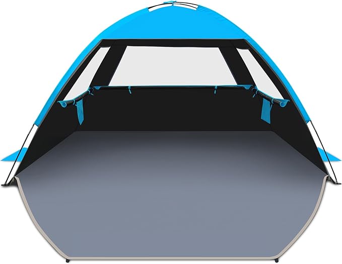 Gorich Beach Tent Sun Shelter for 3/4/6/8/10 Person with UPF 50＋ UV Protection, Lightweight & Easy Setup Beach Shade Canopy, Portable Beach Shade Tent Beach Cabana