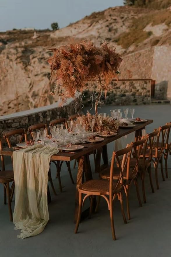 12Pack Beige Table Runner 10Ft Cheesecloth Table Runner Boho Gauze Table Runners Long Cheese Cloth Table Runners for Wedding Party Bridal Shower Thanksgiving Christmas