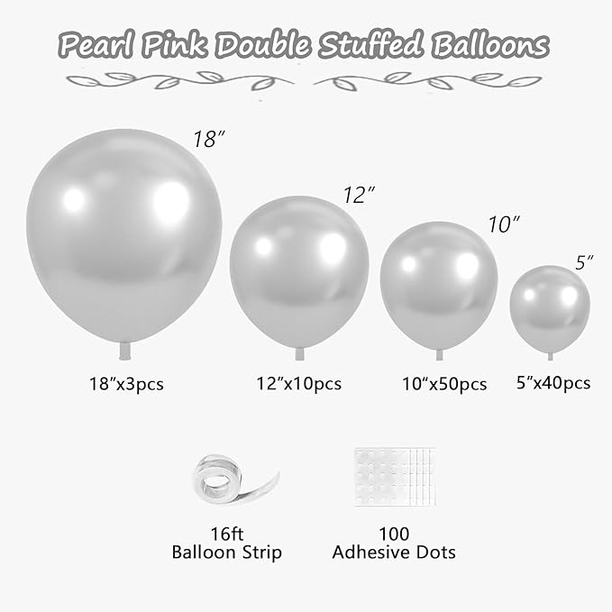108Pcs Metallic Silver Balloons Different Size, 18/12/10/5 inch Chrome Silver Balloons Garland Arch kit for Birthday Baby Shower Graduation Party Decoration