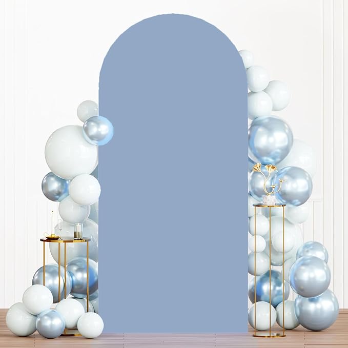 MODFUNS Dusty Blue Arch Backdrop Cover 3.3x6.6ft Spandex Arch Cover Wedding Arch Stand Covers 2-Sided Backdrop Covers for Wedding Ceremony Birthday Party Banquet Arch Decoration
