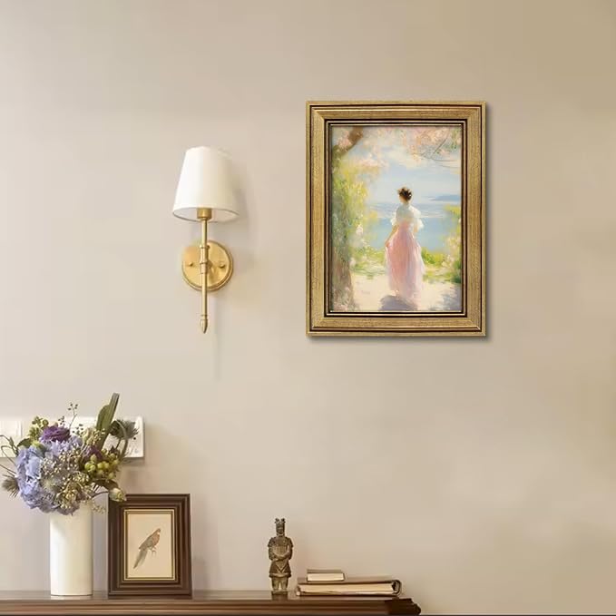 8.5x11 Picture Frame Vintage Gold for Tabletop & Wall Mount | 8.5 x 11 Photo Frame for Living Room, Bedroom, Office Décor & Father's Day Graduation Wedding Gift