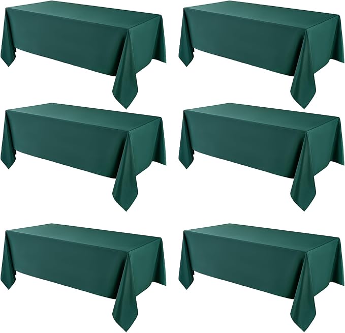 VidaFete Tablecloth 6 Pack 90 * 132inch Rectangle Table Cloth Polyester, Stain Wrinkle Resistant Polyester Dining Table Cover for Kitchen Dinning Party Wedding Rectangular Buffet Decoration(Green)