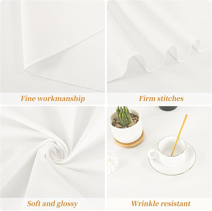 12 Pack Round Tablecloth 120 Inch - Ivory Polyester Tablecloth for Round Table, Premium Ivory Tableclothes Washable Fabric Table Cover for Wedding Party Banquet Restaurant Reception Dining