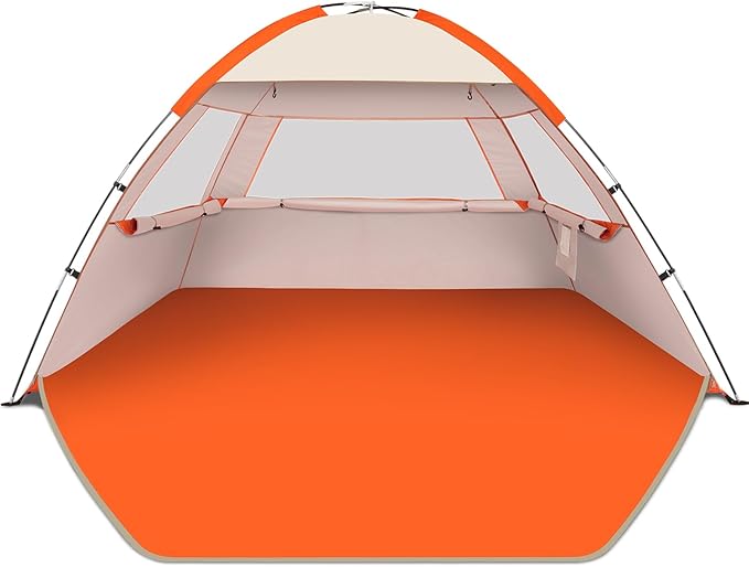 Gorich Beach Tent Sun Shelter for 3/4/6/8/10 Person with UPF 50＋ UV Protection, Lightweight & Easy Setup Beach Shade Canopy, Portable Beach Shade Tent Beach Cabana