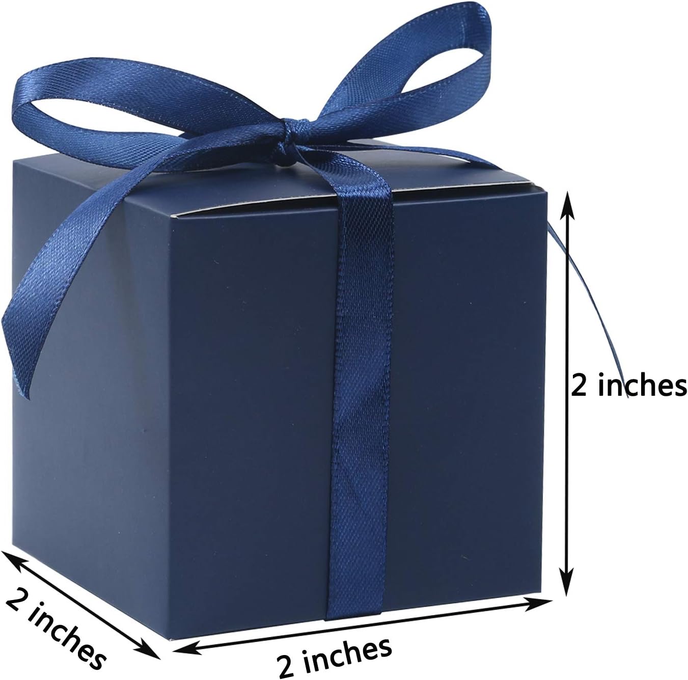 COTOPHER 60pcs Small Gift Boxes, Favor Boxes 2x2x2 inches Paper Gift Boxes with Ribbons Candy Box for Wedding Favors Baby Shower Bridal Shower Birthday Party (60pcs 2x2x2, Blue)