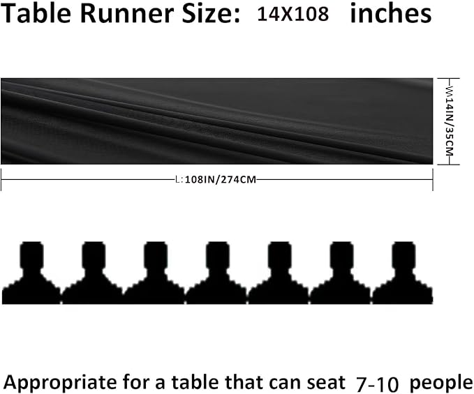 12Pack 9ft Chiffon Table Runner 14x108 Inch Sheer Romantic Table Runner for Wedding Birthday Party Bridal Shower Outdoor Decoration-Black
