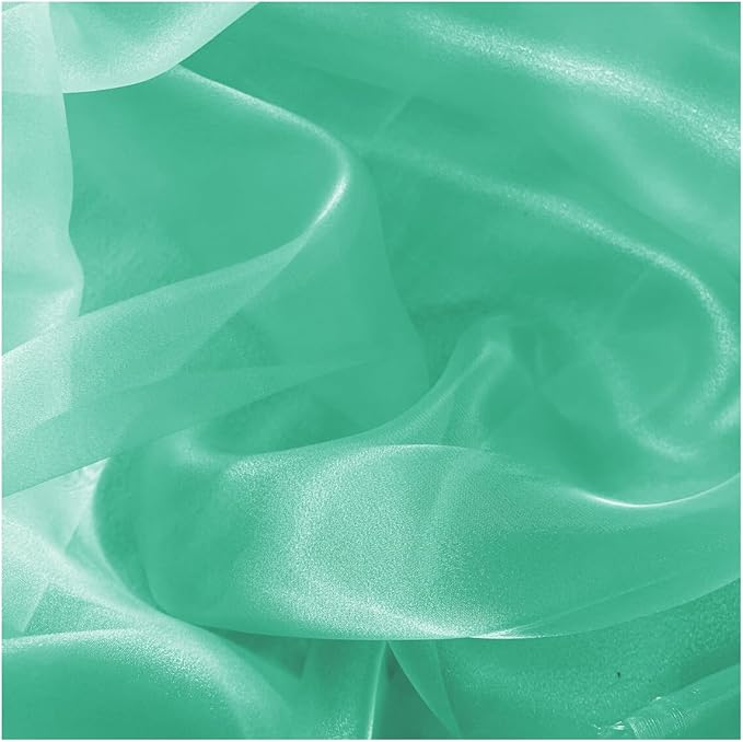 MDS Pack of 70 Yard Sheer Organza Fabric for Wedding Party Home Event Banquet Decorations, Backdrop Curtain Craft Dress Sewing Fashion DIY Crystal Organza Tulle Fabric Bolt 44” Wide - Mint