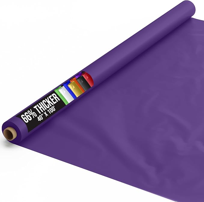 Party Solids 66% Thicker Premium Purple Plastic Table Cover Roll 40" X 100' Table Cloth Plastic Cover Roll Quality Thick Banquet Rolls Disposable Tablecloth Rolls Strong American Based Company