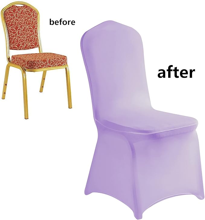 LZY 20pcs Spandex Chair Cover Stretch Slipcovers for Wedding Party, Dining Banquet Chair Decoration Covers (Lavender, 20)