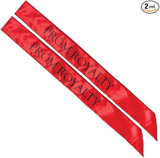 Anderson’s Red Satin Prom Royalty Sash Set, Elegant 3" x 72" Sashes with Black Imprint for Prom Night Coronation and School Events, 2‑Piece Set