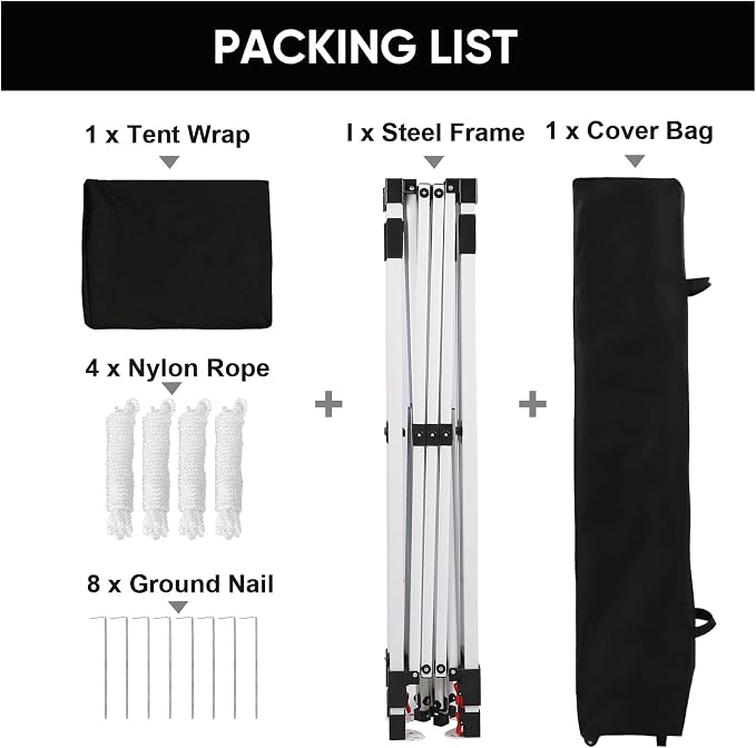 Northroad 10x10ft Pop Up Canopy, Popup Outdoor Canopy Tent with Wheeled Carrying Bag,Portable Gazebo Shelter for Patio,Deck,Garden,Beach（Black）
