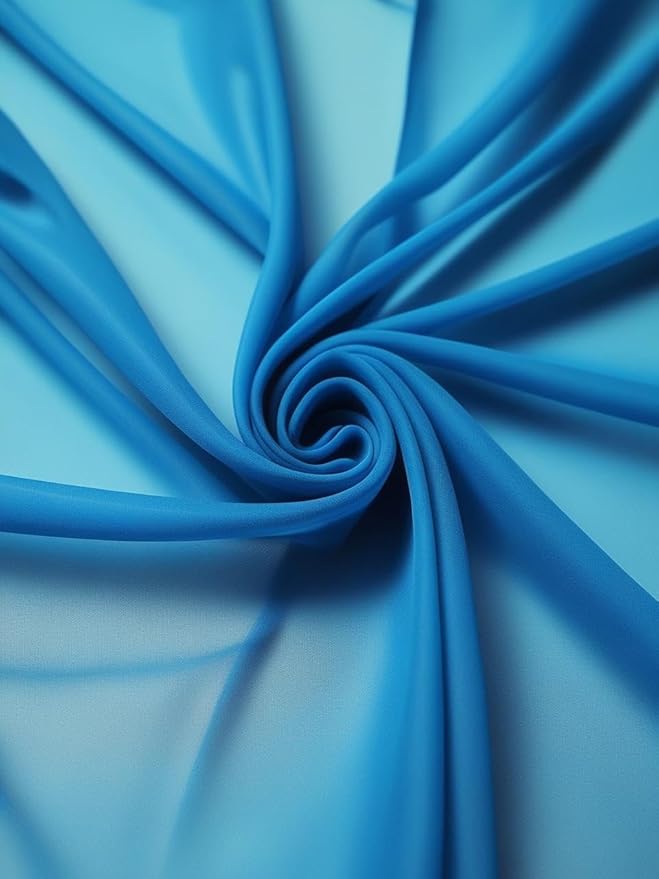 New Star Fabrics Chiffon Fabric, Continuous 60" Wide (30ft) Sheer Material, 100% Soft Polyester, Ideal for Wedding, Party, Event Decor, Draping, and Dresses (Turquoise, 5 Yards)