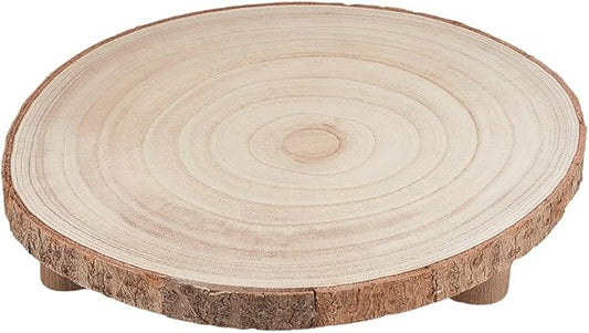UNICRAFTALE Woods Cakes Stand Round Wood Flower Pot Shelf Wooden Cupcake Pedestal Woods Slice with 3 Legs Rustic Slice Cake Stand for Wedding Birthday Party Indoor Outdoor Garden