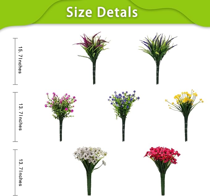 Artificial Flowers for Outdoor,18 Bundles UV Resistant Fake Plants for Outside Window Box Porch & Hanging Planters-Realistic Plastic Faux Flowers for Garden Patio Wedding Decor (Magenta,Purple,Red)