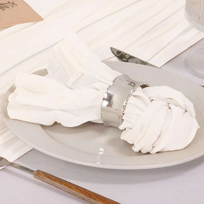 MLMC 10 Pack Cheesecloth Napkins Wedding Napkins 21"x21" Boho Reusable Napkins in Bulk for Wedding Bridal Baby Shower Events Table Decor Ivory White