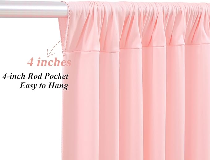 10x10ft Dusty Pink Backdrop Curtains with Lights Photo Drapes Wrinkle Free Fabric Backdrop Curtain for Wedding Birthday Party Baby Shower Bridal Shower Home Party Background Decorations