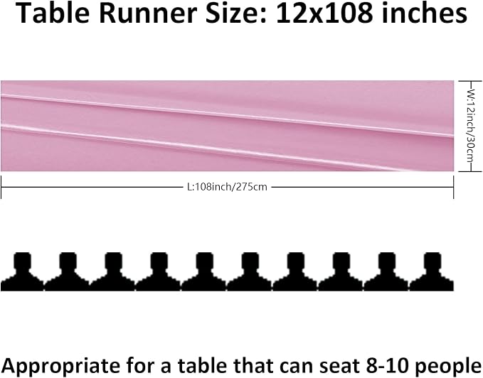 12Pack Table Runner 12 x 108 Inches Satin Silk Table Runner for Wedding, Birthday Party, Banquets, Graduations Decoration, fit Rectange and Round Table-Pink