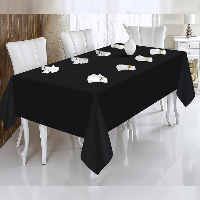 12 Pack Black Tablecloths for Rectangle Tables Stain and Wrinkle Resistant Washable Polyester Tablecloth 60 x 102 Inch Table Cloth Rectangle Table 6 Foot Rectangle Table Cloth for Wedding Party