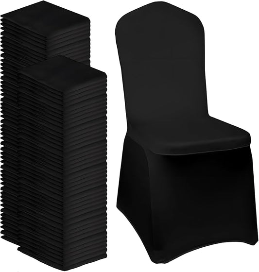 100 PCS Black Chair Covers, Stretch Spandex Chair Covers Universal Washable Fitted Chair Cover Protector for Wedding,Party, Banquet, Holidays, Celebration, Decoration（Black）