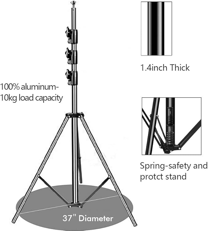 HYJ-INC Photo Background Support System with 10 x 10ft Backdrop Stand Kit,10 x12ft 100% White Cotton Muslin Backdrop,Clamp,Carry Bag for Photography Video Studio