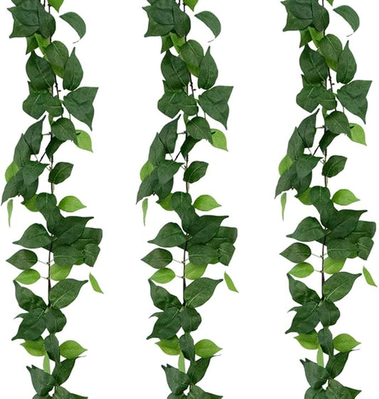 dallisten 3 Strands Artificial Vines Kit, 71" Silk Eucalyptus Ivy Garland Green Leaves Natural Odorless, Fake Greenery Hanging Plants Decoration for Home, Bedroom, Wall, Party, Wedding Decor