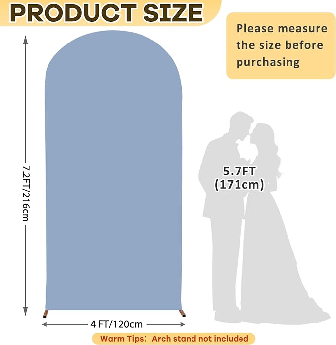Dusty Blue Wedding Arch Cover 7.2FT Arch Backdrop Covers Spandex Fitted Arch Covers Stretchy Backdrop Double Sided Stretch Arch Cover for Wedding Party Ceremony Decoration