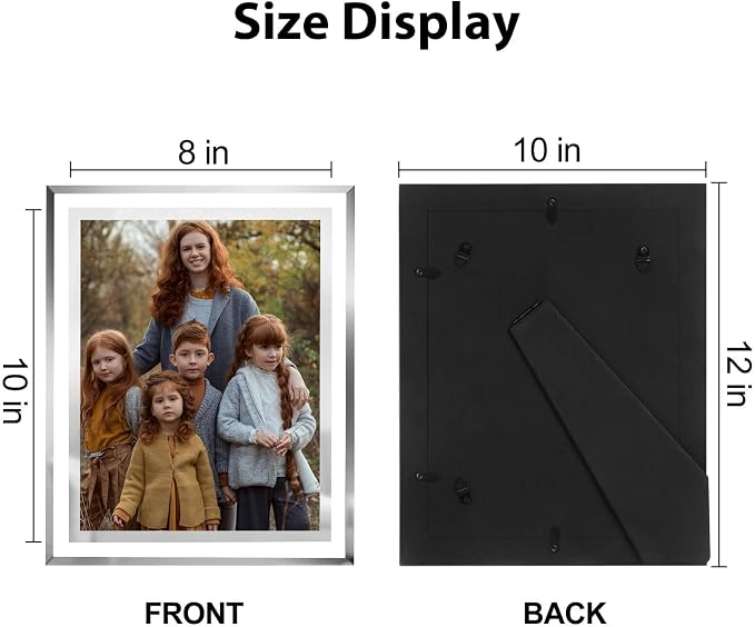 HIKWADERY 8x10 Picture Frames Silver - Set of 4, HD Real Glass 8 by 10 Photo Frame Mirrored Edge Great Gift, for Tabletop Display, Wedding Birthday Mothers Day Gifts (8 x 10, Silver)