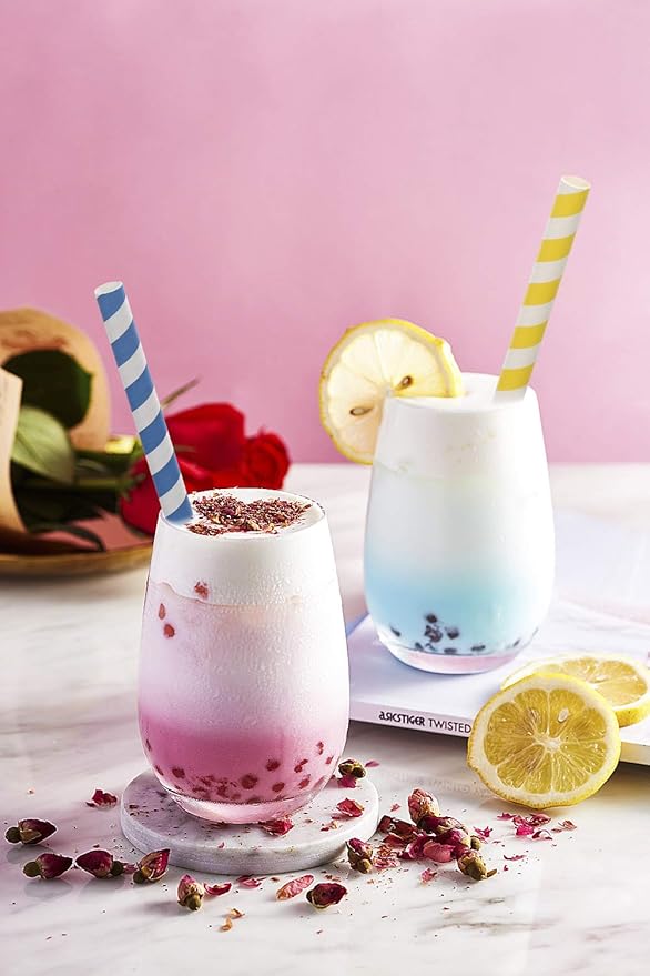 100 Pack, Extra Wide Paper Smoothie, Boba Straws - 10 mm Wide Biodegradable Straws for Bubble Tea (Tapioca, Boba Pearls), Milkshakes, Jumbo Drinks - Shower, Wedding Party Supplies Decorations