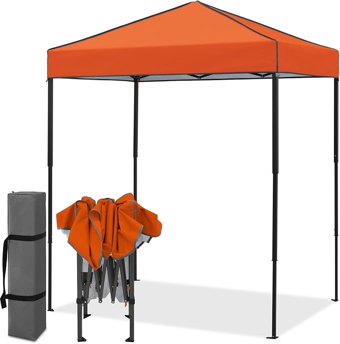 EAGLE PEAK 6x4 Instant Pop Up Canopy Tent, Straight Leg Sun Shelter, Portable Canopy with Carry Bag for Camping, Beach & Sports, Orange