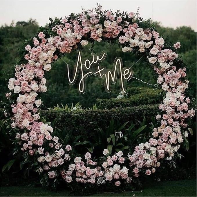 Round Backdrop Stand Arch Balloon Golden Metal Circle Garland Frame with Base for Wedding Birthday Party Baby Shower Graduation Decoration (7.87 FT)