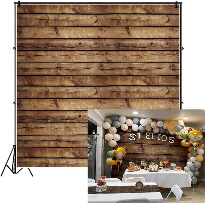 Wood Backdrop for Photography 10x10ft LFEEY Rustic Brown Wooden Photo Backdrop Vintage Old Wooden Board Photoshoot Backdrop Wood Plank Birthday Party Baby Shower Wedding Background Studio Props Vinyl