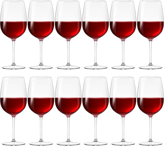 Set of 12 Unbreakable Acrylic Wine Glasses with Stem, 19 oz Plastic Wine Glasses Reusable Clear Goblet for Outdoor Drinking, Pool, Travel, Camping or Picnic Gift Supplies