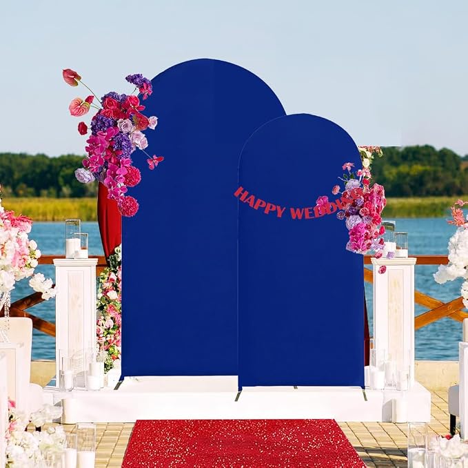 HAINARverS Set of 2 Wedding Arch Cover 6FT,7.2FT Spandex Fitted Stretchy Arch Stand Covers,2 Sided Round Top Chiara Backdrop Cover for Birthday Party Banquet Baby Shower Arch Decoration(Royal Blue)