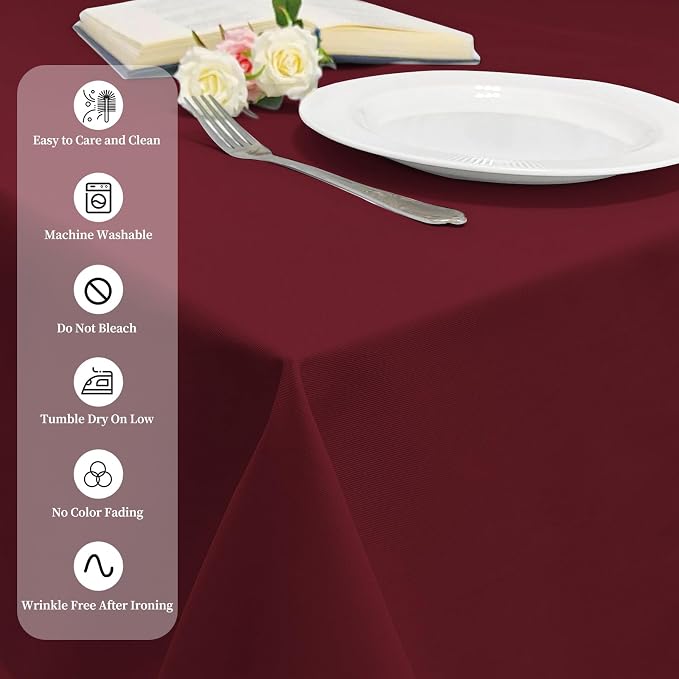 12 Pack Burgundy Tablecloths for Rectangle Tables Stain and Wrinkle Resistant Washable Polyester Tablecloth 60 x 102 Inch Table Cloth Rectangle Table 6 Foot Rectangle Table Cloth for Wedding Party