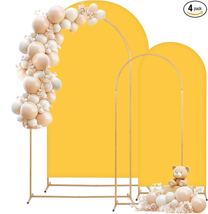 Toolterritary Metal Arch Backdrop Stand and Cover Set, 8FT, 6.6FT Party Backdrop, Easy to Assemble, Backdrop Stand for Parties, Birthday, Baby Shower
