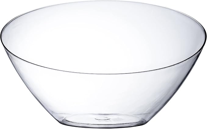 Posh Setting - Clear Plastic Serving Bowls for Party Angled Bowls Disposable Chip Bowls Candy Bowls for Party Table Salad and Fruit Bowls for Wedding Serving Bowls-Clear, 54 OZ, 5 Pack