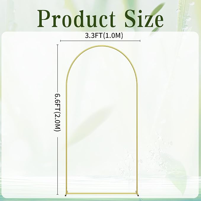6.6FT Wedding Arch Backdrop Stand, Gold Metal Balloon Arch Stand, Upgraded Pre-Attached Parts Design Arched Backdrop Frame Decoration for Wedding, Birthday, Baby Shower, Graduation Ceremony Party