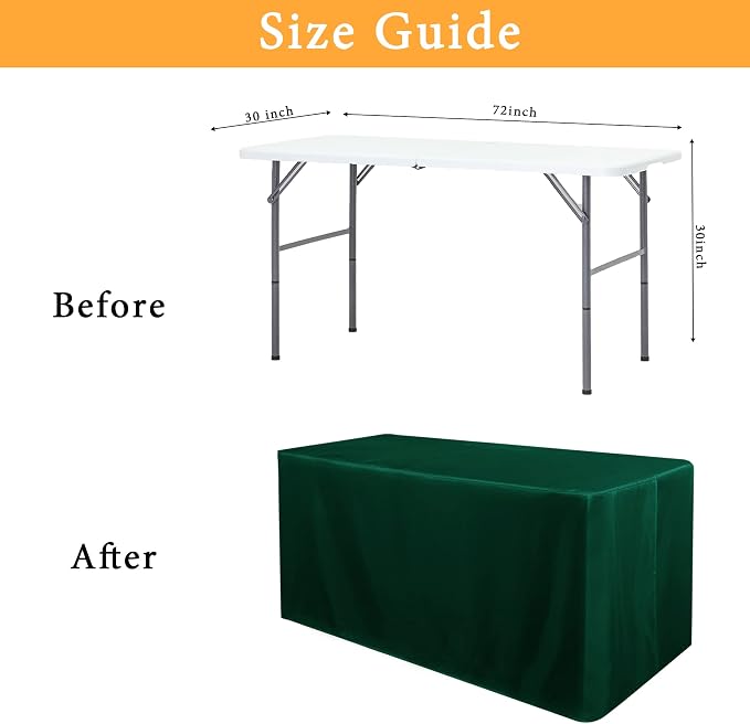 Obstal 2 Pack Blackish Green Table Cloths for 6 Foot Rectangle Tables - Water Resistant Washable Fabric Polyester Rectangle Table Cover Protector for Wedding, Banquet and Trade Shows