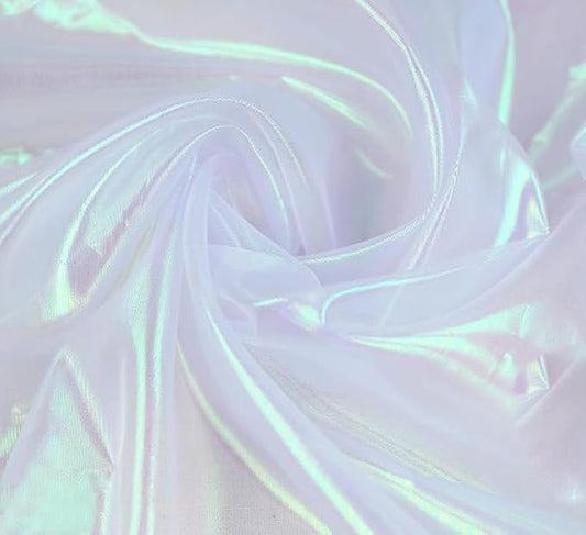 YYCRAFT Two Tone Sheer Organza Fabric by the Yard for Curtain Weddings Decor 5 Yards, Iridescent White