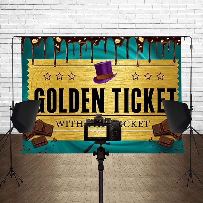Candy Party Photo Background Golden Ticket Chocolate Factory Kids Birthday Banner Backdrop Kids Birthday Baby Shower Party Decorations Supplies TAYBDJ826