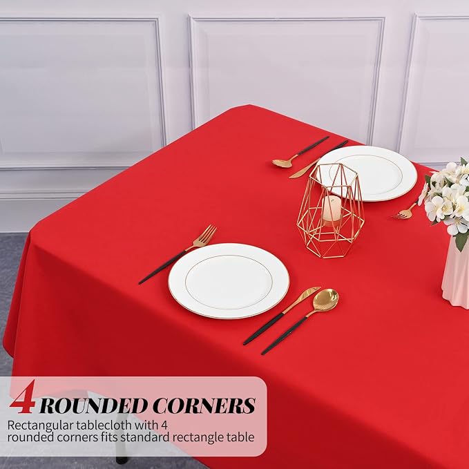 8 Packs Red Rectangle Tablecloth - 60 x 102 Inch, Premium Polyester Table Cloth for 6 Foot Rectangle Tables, Washable Fabric Table Covers for Wedding, Party, Banquet, Dining
