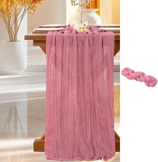 Cheesecloth Table Runner | Boho Fabric Cheese Cloth Table Runner Rustic Sheer Table Runners for Wedding, Bridal Shower, Birthday Party Décor(Mauve,Pack of 1)