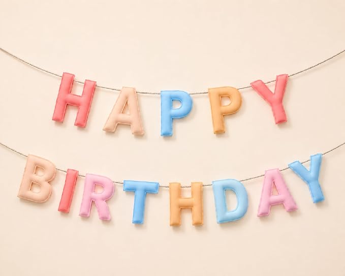 Mindsoft Felt Happy Birthday Garland Rainbow Banner Reusable Happy Birthday Sign Party Supply for Party Decor (Macaron Color,Normal)