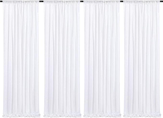 White Sequin Backdrop Curtains-4 Panels 2FTx8FT White Backdrop for Valentines Day, Glitter Party Decorations Background Drapes for Wedding Birthday Anniversary Graduation Photo Booth Decor