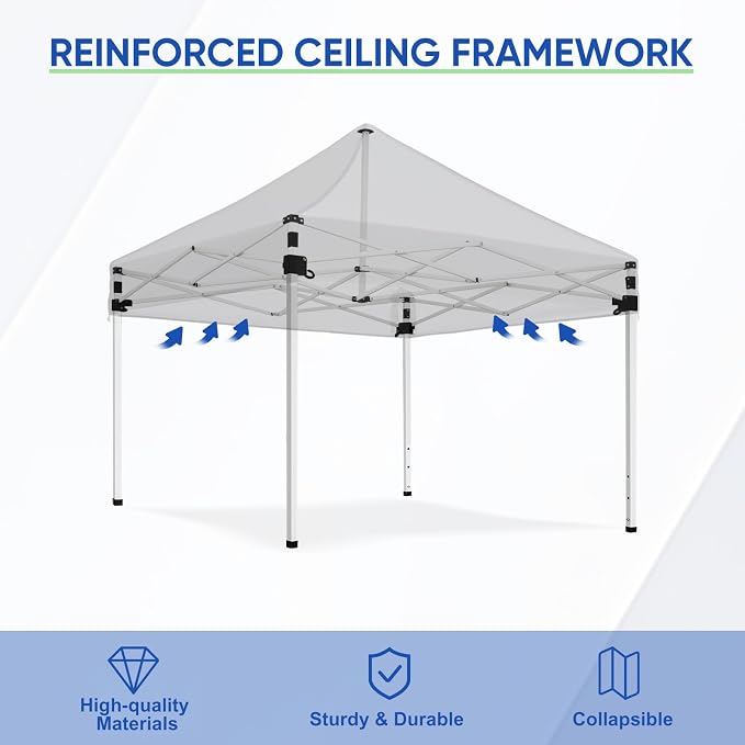 COOS BAY 5x5 Pop Up Canopy Tent with Side Walls, Easy Setup Portable Sun Shelter with Carry Bag, Outdoor Shade for Beach, Camping, Sports & Backyard, Gray