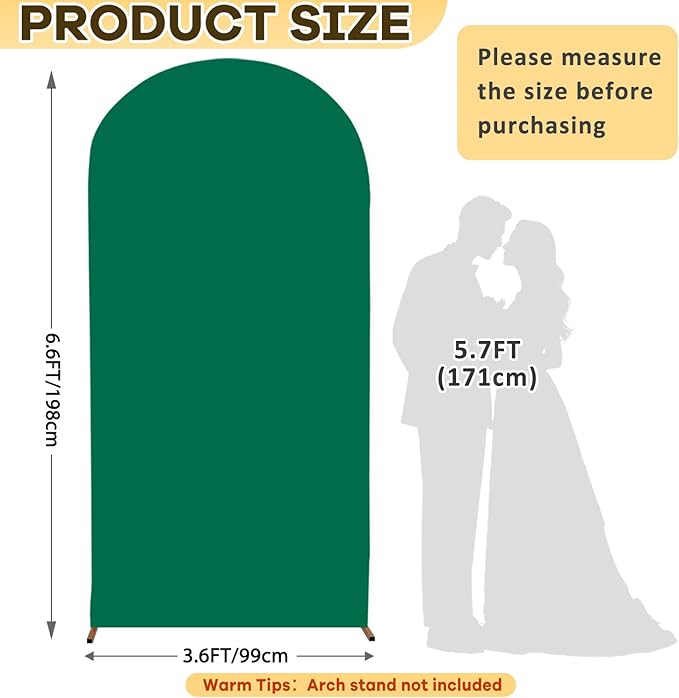 Wedding Arch Cover Hunter Green 3.3x6.6ft Spandex Stretch Chiara Backdrop Cover for Round Top Arch Stand Cover Arch Fabric Backdrop Cover Birthday Party Graduation Arch Covers