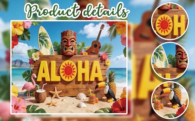 10x10ft Hawaiian Aloha Backdrop Tropical Beach Photo Backdrop Tiki Mask Flowers Summer Backdrops for Photography for Luau Party Tropical Wedding Birthday Decorations Photo Booth Props