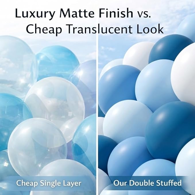 Dusty Blue Balloon Arch Kit - 84 Pcs Double Stuffed Light Blue, Slate Blue and Baby Blue Balloon Garland for Baby Shower, Wedding, Birthday, Gender Reveal, Easter & Ocean Theme Party Decorations