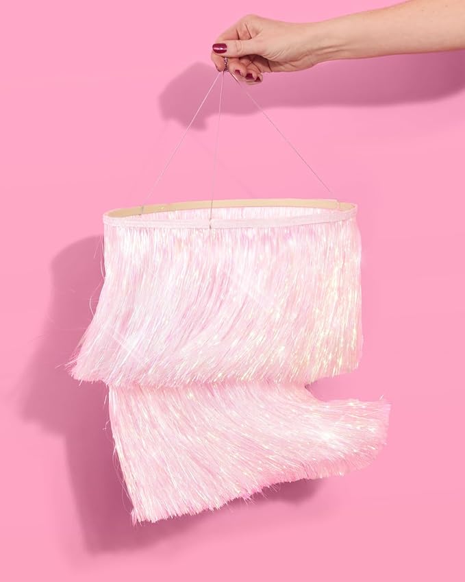 xo, Fetti White Iridescent Fringe Tinsel Chandelier, 16" | Bachelorette Party Decorations, Birthday Photo Booth Supplies, Y2K Bday Decor, Sparkly Backdrop