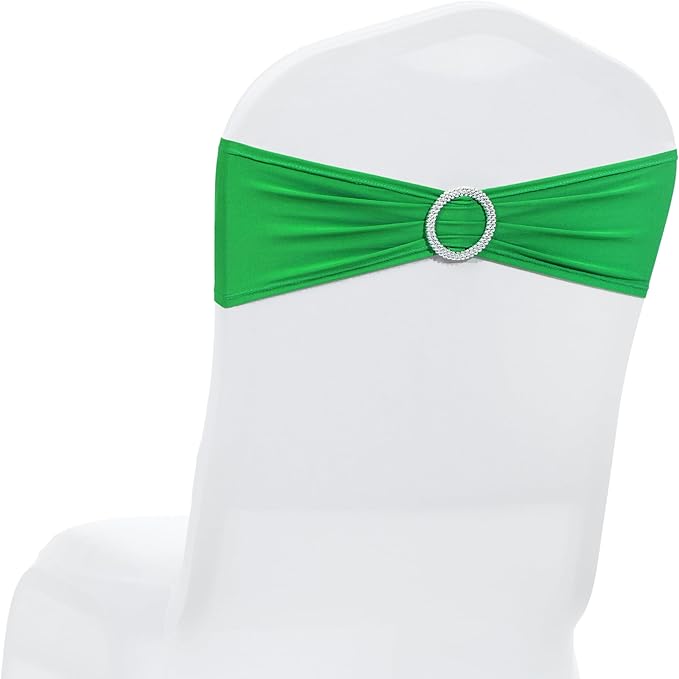 MDS Pack of 250 Spandex Chair Sashes Bow Universal fits Elastic Stretch Chair Bands Ties with Buckle for Wedding Party Banquet Events Decoration Spandex Slider Sashes Bow - Light Green